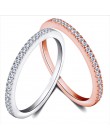 Proste cyrkonia cienkie pierścienie dla kobiety elegancka róża złoty kolor Bridal wedding Party biżuteria na palce dziewczyna pr