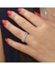 Proste cyrkonia cienkie pierścienie dla kobiety elegancka róża złoty kolor Bridal wedding Party biżuteria na palce dziewczyna pr