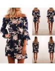 Kobiety sukienka 2019 lato Sexy Off ramię szyfonowa sukienka z kwiatowym wzorem w stylu Boho krótka sukienki plażowe Vestidos de