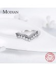 Modian moda 100% prawdziwe 925 Sterling cyrkon korona Ring Finger klasyczne wieżowych biżuteria srebrna dla kobiet ślub prezent 