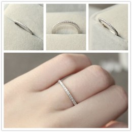 1pc S925 srebrny 4 ~ 11 rozmiar amerykański CZ Plated symulowane pierścień wieczności zespoły biżuteria ślubna dla kobiet Bague 