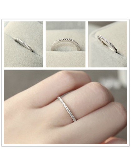 1pc S925 srebrny 4 ~ 11 rozmiar amerykański CZ Plated symulowane pierścień wieczności zespoły biżuteria ślubna dla kobiet Bague 