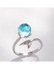 925 Sterling Silver Blue Crystal Mermaid Bubble otwarte pierścienie dla kobiet prezent na ślub/urodziny kreatywna biżuteria jz13