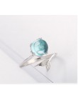 925 Sterling Silver Blue Crystal Mermaid Bubble otwarte pierścienie dla kobiet prezent na ślub/urodziny kreatywna biżuteria jz13