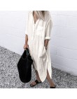 2020 ZANZEA kobiety długie koszule sukienka urząd Lady sukienki do pracy Casual jednolita, z kołnierzykiem Vestidos bawełniana t