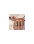 Docona 5 Style Trendy klejnot Rhinestone wspólne koło Midi Finger zestaw pierścieni dla kobiet regulowany złoty Hollow pierścień