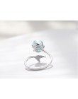 925 Sterling Silver Blue Crystal Mermaid Bubble otwarte pierścienie dla kobiet prezent na ślub/urodziny kreatywna biżuteria jz13