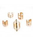 Docona 5 Style Trendy klejnot Rhinestone wspólne koło Midi Finger zestaw pierścieni dla kobiet regulowany złoty Hollow pierścień