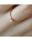 ZHOUYANG pierścień dla kobiet delikatny Mini perła cienki pierścień minimalistyczny podstawowy styl światło żółte złoto kolor bi
