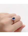 Double Fair Royal Classic Wedding duże pierścienie dla kobiet niebieska i czerwona róża kryształowa biały złoty kolor modna biżu
