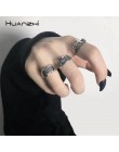 HUANZHI Vintage kolor srebrny Metal Punk łańcuszek z krzyżykami otwarte pierścienie pas projekt klamry pierścienie dla kobiet mę
