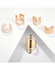 Docona 5 Style Trendy klejnot Rhinestone wspólne koło Midi Finger zestaw pierścieni dla kobiet regulowany złoty Hollow pierścień