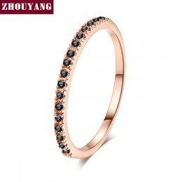 ZHOUYANG obrączka dla kobiet Man zwięzłe klasyczne Multicolor Mini cyrkonia różowe złoto kolorowy prezent biżuteria R251