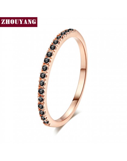 ZHOUYANG obrączka dla kobiet Man zwięzłe klasyczne Multicolor Mini cyrkonia różowe złoto kolorowy prezent biżuteria R251