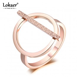 Lokaer OL Design Fashion pierścionek ze stali nierdzewnej różowe złoto geometryczne obrączki ślubne dla kobiet biżuteria dziewcz