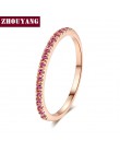 ZHOUYANG obrączka dla kobiet Man zwięzłe klasyczne Multicolor Mini cyrkonia różowe złoto kolorowy prezent biżuteria R251
