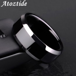 Atoztide klasyczny czarny pierścień obrączka ślubna ze stali nierdzewnej biżuteria prezent dla kobiet i mężczyzn szerokość 8mm