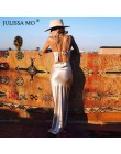 Julissa mo Sexy Spaghetti pasek Backless letnia sukienka kobiety Satin Lace Up trąbka długa sukienka eleganckie Bodycon sukienek