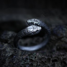 Goth podwójny wąż ze stali nierdzewnej pierścień gotycka biżuteria gadów