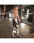 Julissa mo Sexy Spaghetti pasek Backless letnia sukienka kobiety Satin Lace Up trąbka długa sukienka eleganckie Bodycon sukienek