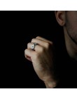 Huitan Punk Hiphop seria mężczyzna opaska pierścieniowa Cothic geometria mężczyźni pierścień kamień modne prezenty gadżet pierśc