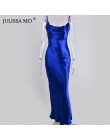 Julissa mo Sexy Spaghetti pasek Backless letnia sukienka kobiety Satin Lace Up trąbka długa sukienka eleganckie Bodycon sukienek
