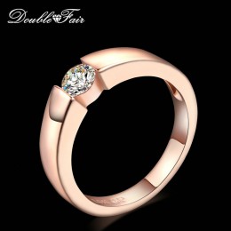 Double Fair księżniczka Cut Stone zaręczyny/obrączki dla kobiet biały/różowe złoto kolor damska biżuteria pierścionki HotSale DF
