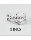 ANENJERY Vintage 925 srebro pierścionki Handmade rozmiar 18mm regulowane pierścienie dla kobiet mężczyzn Thai biżuteria srebrna 