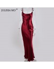 Julissa mo Sexy Spaghetti pasek Backless letnia sukienka kobiety Satin Lace Up trąbka długa sukienka eleganckie Bodycon sukienek
