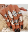 17KM nowy projekt Vintage Opal Knuckle zestaw pierścieni dla kobiet boho geometryczne wzór pierścienie kwiatowe Party czeski biż