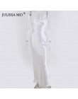 Julissa mo Sexy Spaghetti pasek Backless letnia sukienka kobiety Satin Lace Up trąbka długa sukienka eleganckie Bodycon sukienek