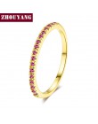 ZHOUYANG obrączka dla kobiet Man zwięzłe klasyczne Multicolor Mini cyrkonia różowe złoto kolorowy prezent biżuteria R251