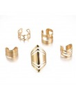 Docona 5 Style Trendy klejnot Rhinestone wspólne koło Midi Finger zestaw pierścieni dla kobiet regulowany złoty Hollow pierścień