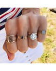 Docona 5 Style Trendy klejnot Rhinestone wspólne koło Midi Finger zestaw pierścieni dla kobiet regulowany złoty Hollow pierścień