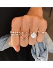 Docona 5 Style Trendy klejnot Rhinestone wspólne koło Midi Finger zestaw pierścieni dla kobiet regulowany złoty Hollow pierścień
