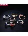 Kolor srebrny wykwintne Bijoux Fashion Square ślub i pierścionek zaręczynowy wykonane z cyrkoniami biżuteria R531 R559 R560