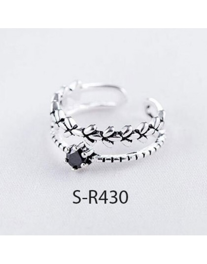 ANENJERY Vintage 925 srebro pierścionki Handmade rozmiar 18mm regulowane pierścienie dla kobiet mężczyzn Thai biżuteria srebrna 