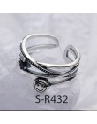 ANENJERY Vintage 925 srebro pierścionki Handmade rozmiar 18mm regulowane pierścienie dla kobiet mężczyzn Thai biżuteria srebrna 