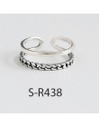 ANENJERY Vintage 925 srebro pierścionki Handmade rozmiar 18mm regulowane pierścienie dla kobiet mężczyzn Thai biżuteria srebrna 