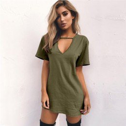 Koszulka damska sukienka 2020 Choker dekolt letnie sukienki z krótkim rękawem Casual Sexy Halter luźna sukienka Boho Beach Vesti