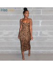 HAOYUAN Sexy Cheetah wzór w cętki Midi sukienka kobiety ubrania Plus rozmiar Vestido elegancki pasek Spaghetti Bodycon sukienki 