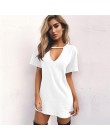 Koszulka damska sukienka 2020 Choker dekolt letnie sukienki z krótkim rękawem Casual Sexy Halter luźna sukienka Boho Beach Vesti