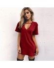 Koszulka damska sukienka 2020 Choker dekolt letnie sukienki z krótkim rękawem Casual Sexy Halter luźna sukienka Boho Beach Vesti