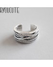 RYOUCUTE prawdziwa czysta 925 Sterling Silver biżuteria w stylu Vintage warstwowe duże pierścienie dla kobiet Wedding Finger otw
