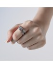 RYOUCUTE prawdziwa czysta 925 Sterling Silver biżuteria w stylu Vintage warstwowe duże pierścienie dla kobiet Wedding Finger otw