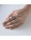 RYOUCUTE prawdziwa czysta 925 Sterling Silver biżuteria w stylu Vintage warstwowe duże pierścienie dla kobiet Wedding Finger otw