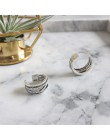 RYOUCUTE prawdziwa czysta 925 Sterling Silver biżuteria w stylu Vintage warstwowe duże pierścienie dla kobiet Wedding Finger otw