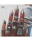 Tocona 10 sztuk/zestaw Bohemia Antique srebrna strzała liść rzeźbione pierścienie zestawy Rhinestone Knuckle pierścienie dla kob