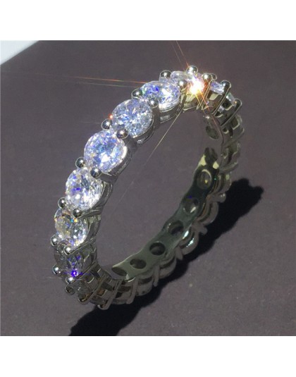Eternal Eternity Band pierścień przyrzeczenia 925 srebro AAAAA cz zaręczynowe obrączki dla kobiet mężczyzn Finger Party biżuteri