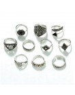 Tocona 10 sztuk/zestaw Bohemia Antique srebrna strzała liść rzeźbione pierścienie zestawy Rhinestone Knuckle pierścienie dla kob